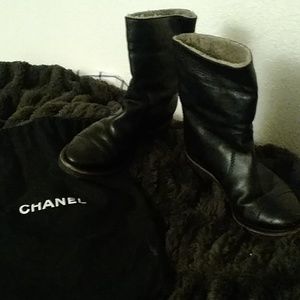 Chanel boots with fur size 8